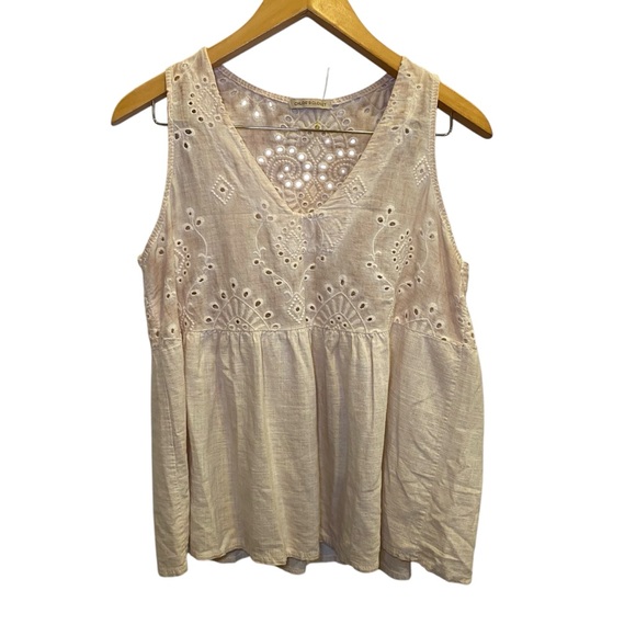 chloes closet Tops - Chloe’s Closet blush pink eyelet Peplum Tank Top Sz 6